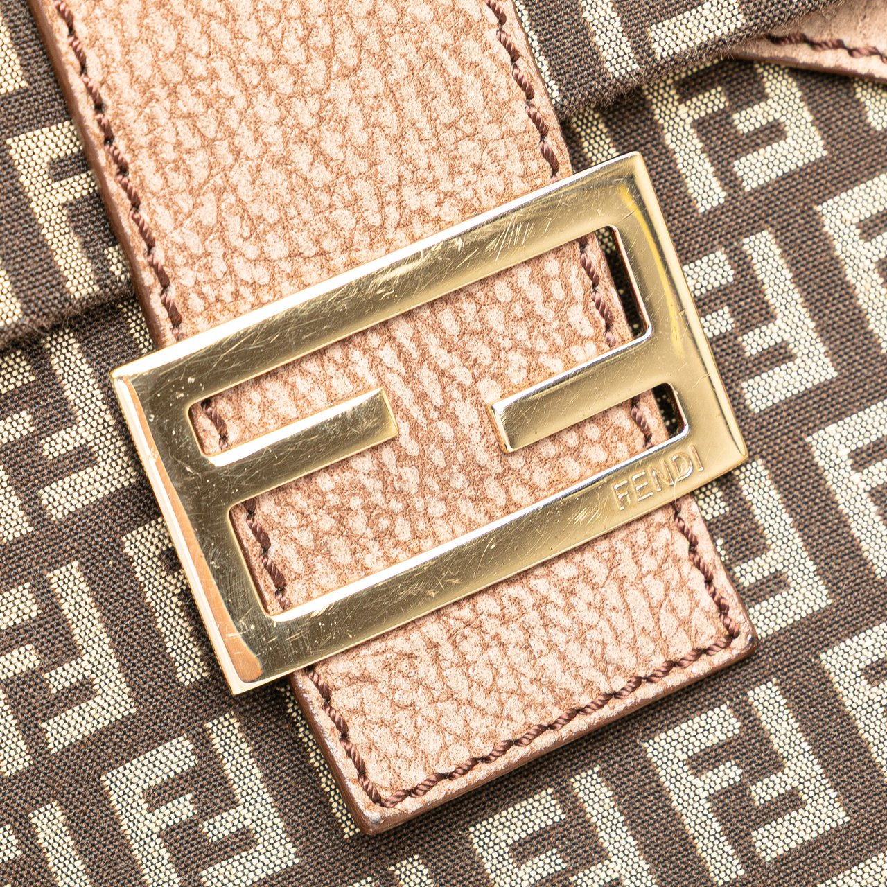 Fendi Zucchino Canvas Sweety Crossbody Bruin