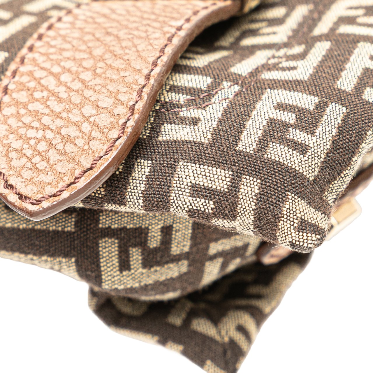 Fendi Zucchino Canvas Sweety Crossbody Bruin