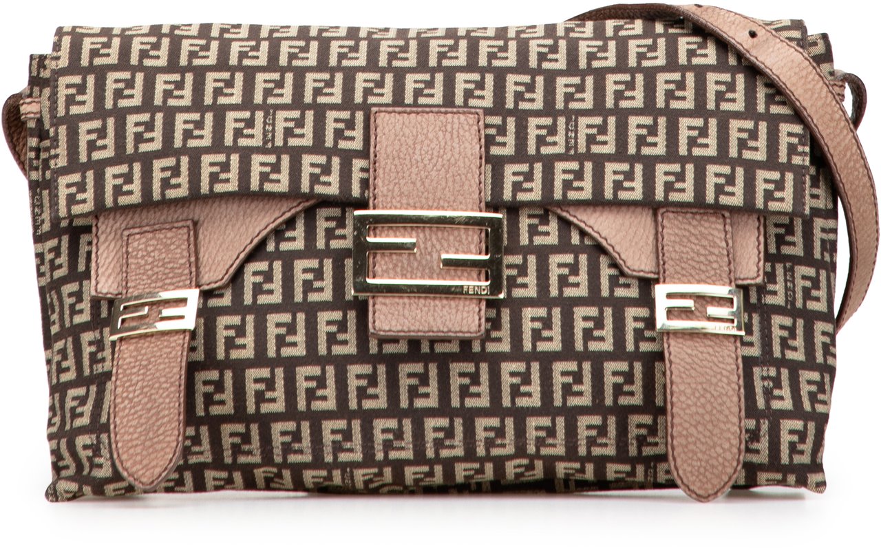 Fendi Zucchino Canvas Sweety Crossbody Bruin