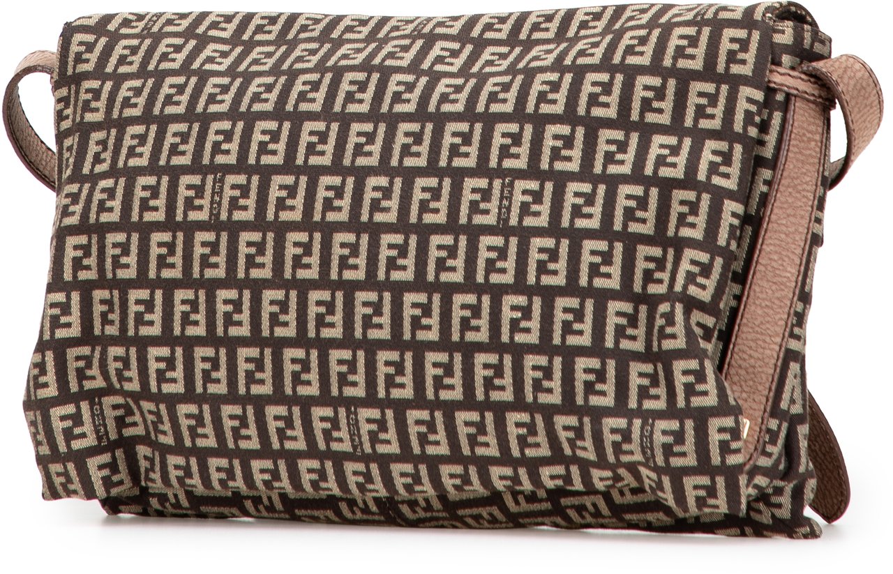 Fendi Zucchino Canvas Sweety Crossbody Bruin