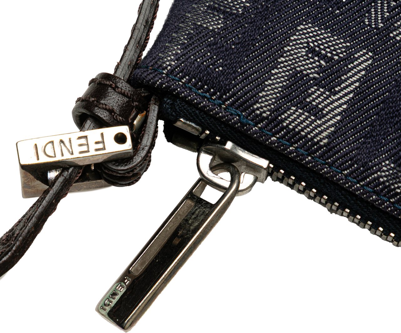 Fendi Zucchino Denim Crossbody Blauw