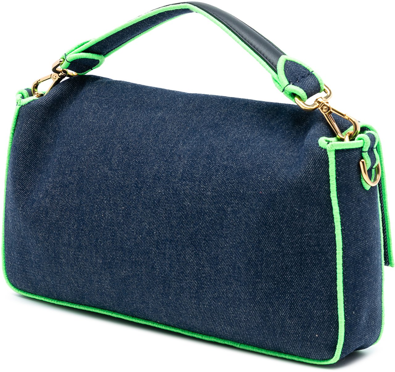 Fendi Large Denim Baguette Satchel Blauw