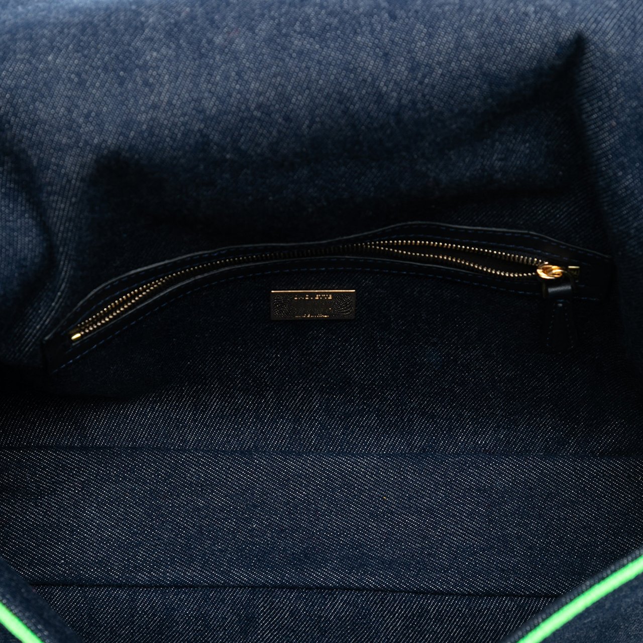 Fendi Large Denim Baguette Satchel Blauw