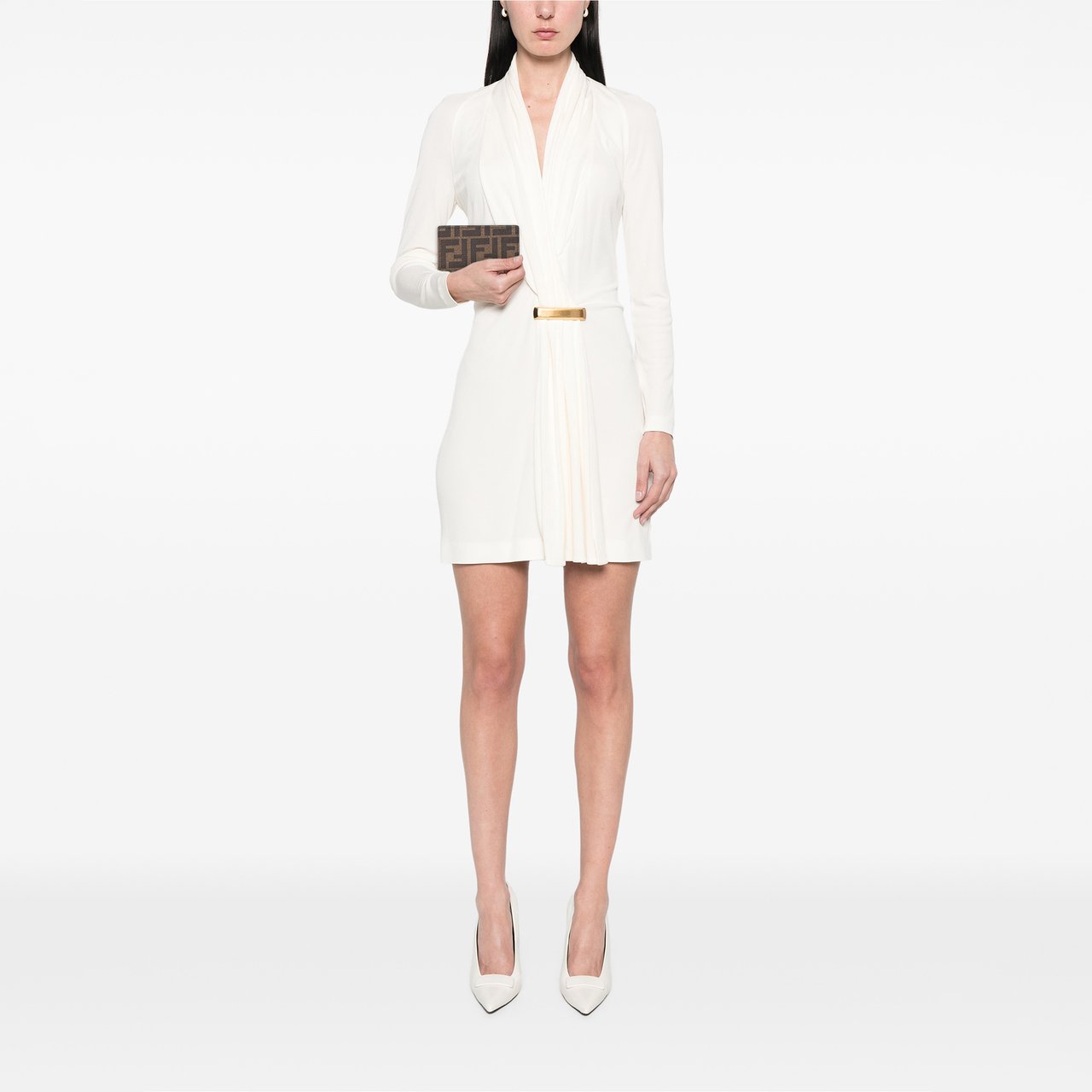 Fendi Zucca Coated Canvas and Leather Card Holder Bruin