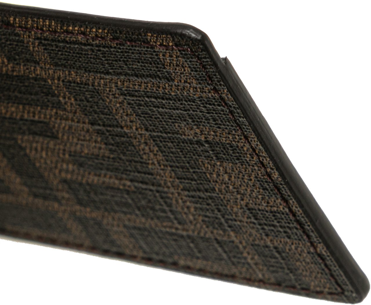 Fendi Zucca Coated Canvas and Leather Card Holder Bruin