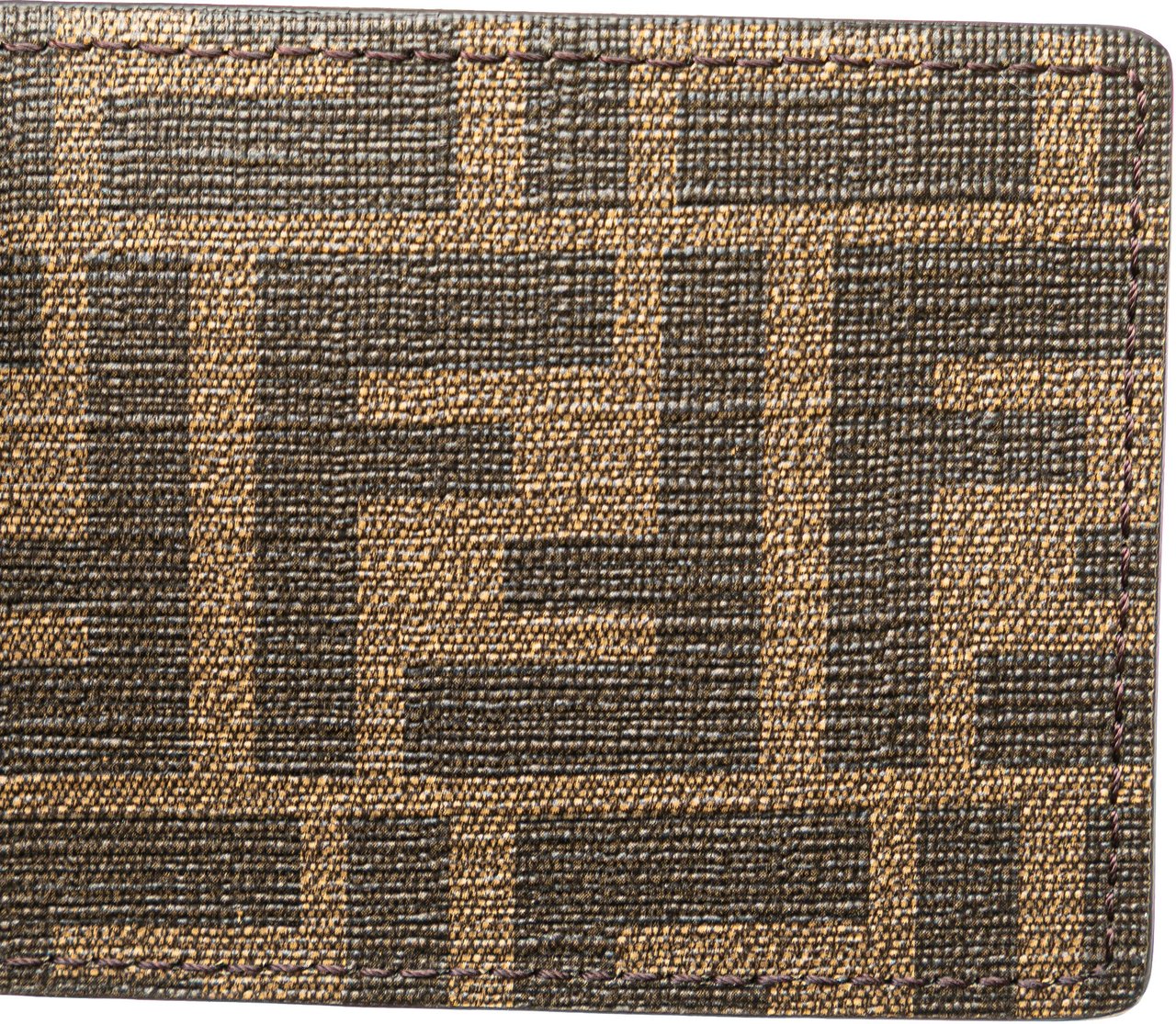 Fendi Zucca Coated Canvas and Leather Card Holder Bruin