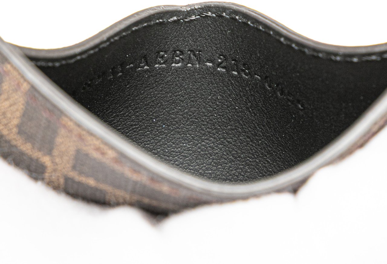 Fendi Zucca Coated Canvas and Leather Card Holder Bruin