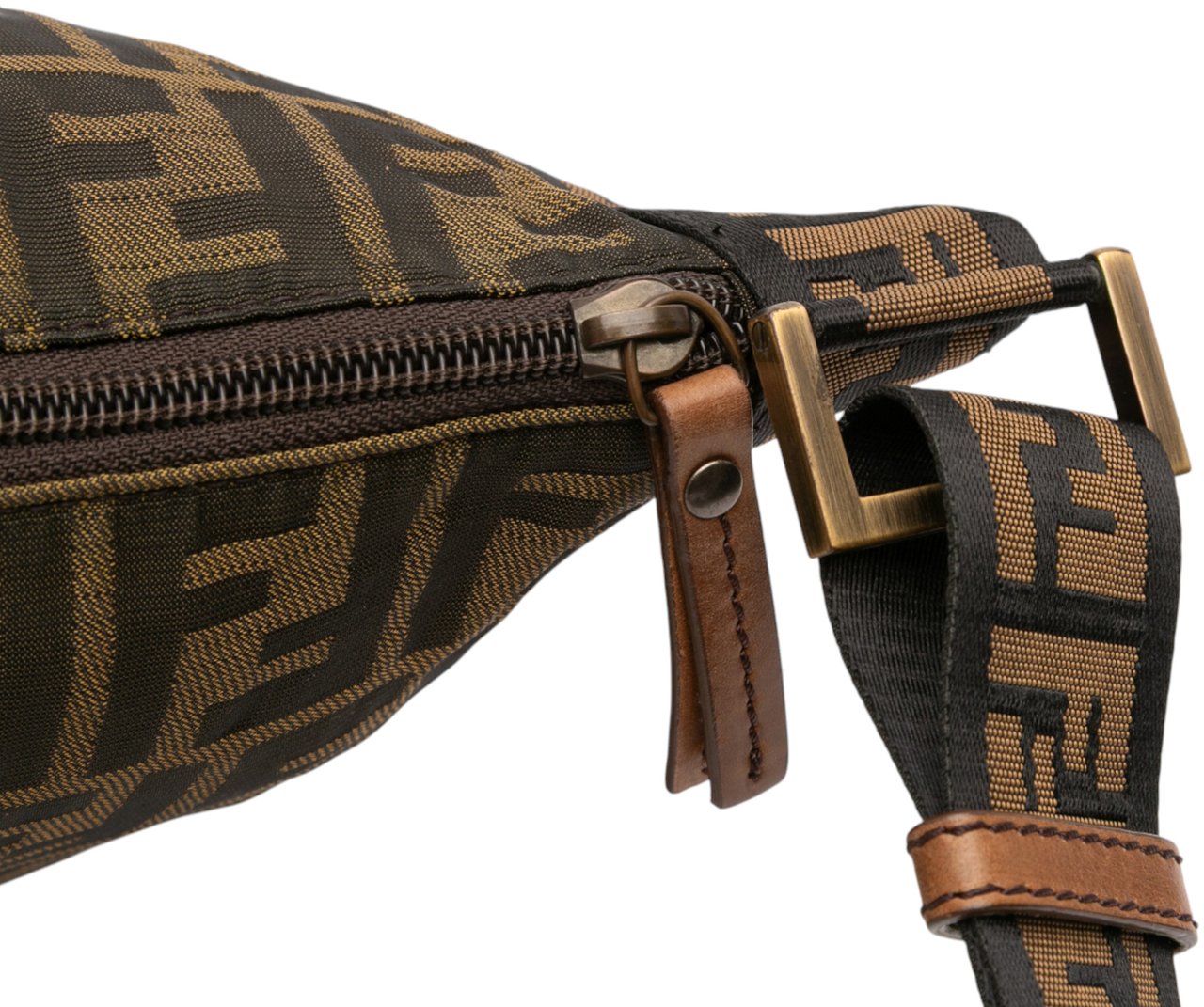Fendi Zucca Canvas FF Flat Messenger Bag Bruin