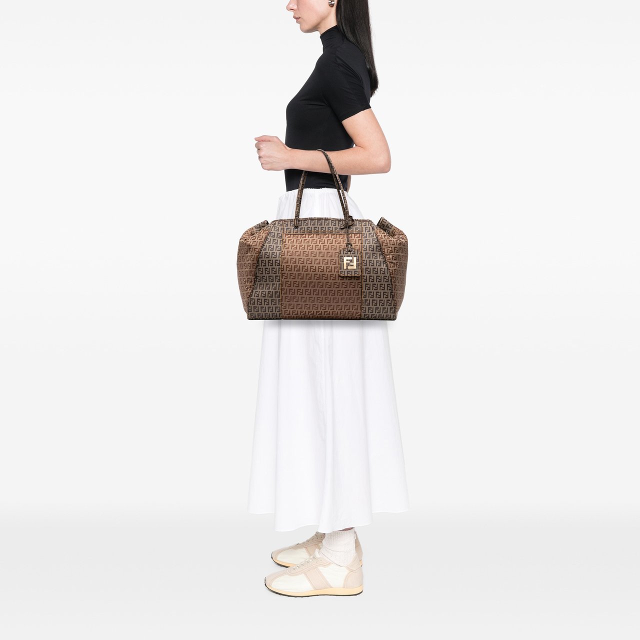 Fendi Zucchino Nylon and Spalmati Grande Pillow Tote Bruin