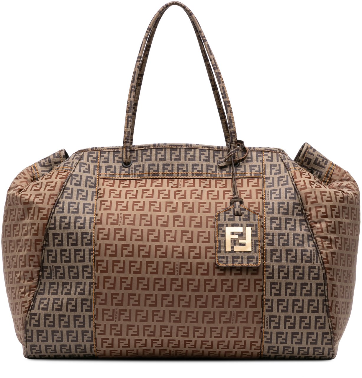 Fendi Zucchino Nylon and Spalmati Grande Pillow Tote Bruin