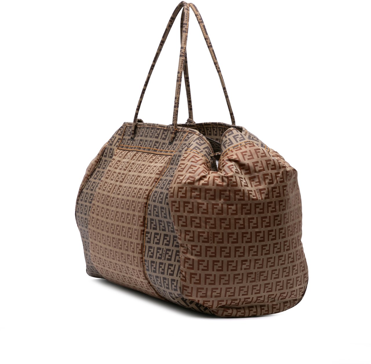 Fendi Zucchino Nylon and Spalmati Grande Pillow Tote Bruin