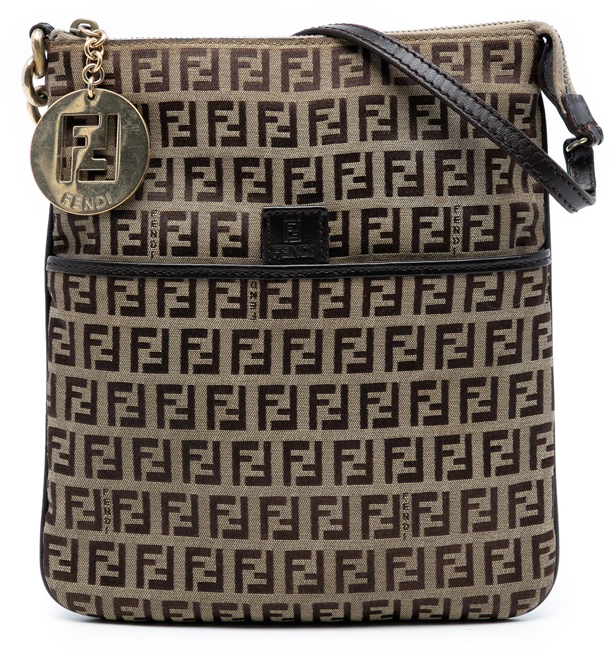 Fendi Zucchino Canvas Forever Crossbody Bruin