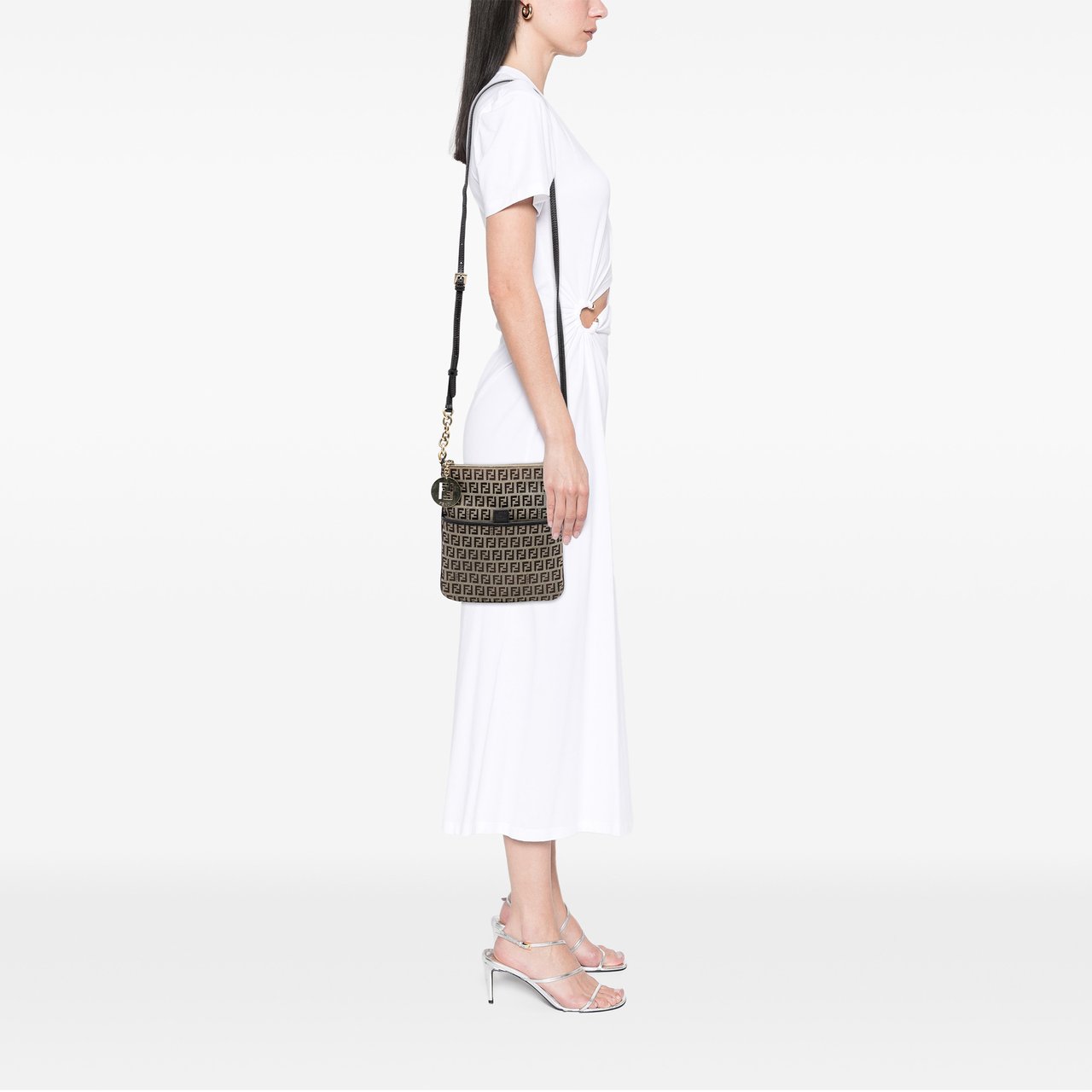 Fendi Zucchino Canvas Forever Crossbody Bruin