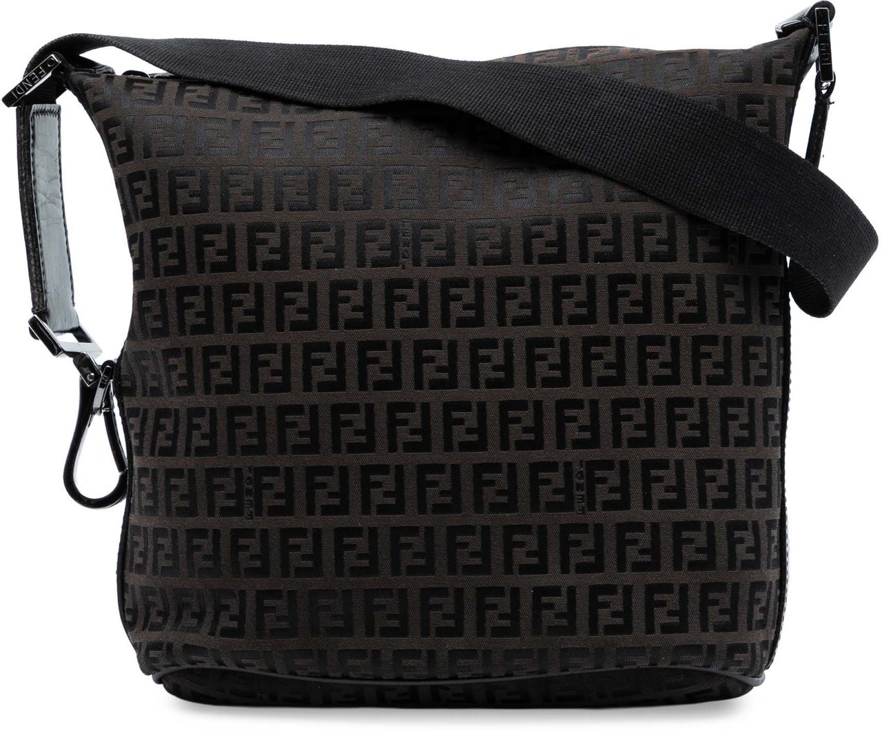 Fendi Zucchino Canvas Shoulder Bag Bruin