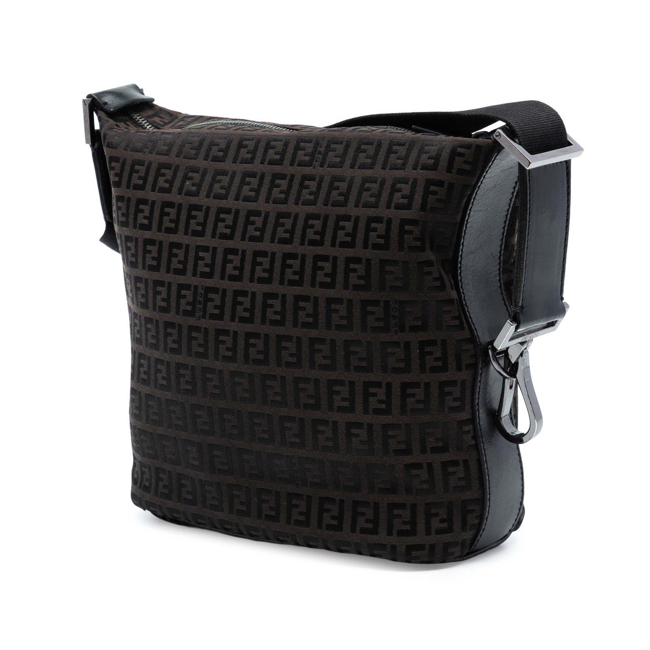 Fendi Zucchino Canvas Shoulder Bag Bruin