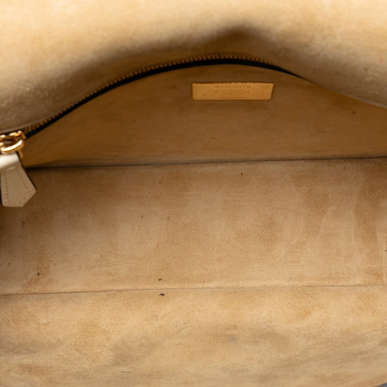 Fendi Leather Metal Stitch Baguette Satchel Bruin