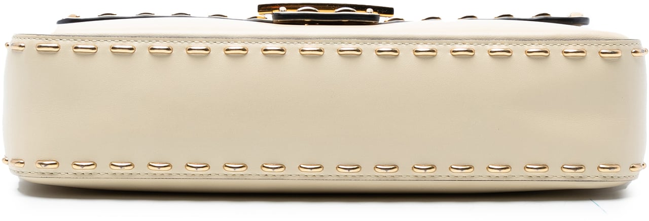 Fendi Leather Metal Stitch Baguette Satchel Bruin