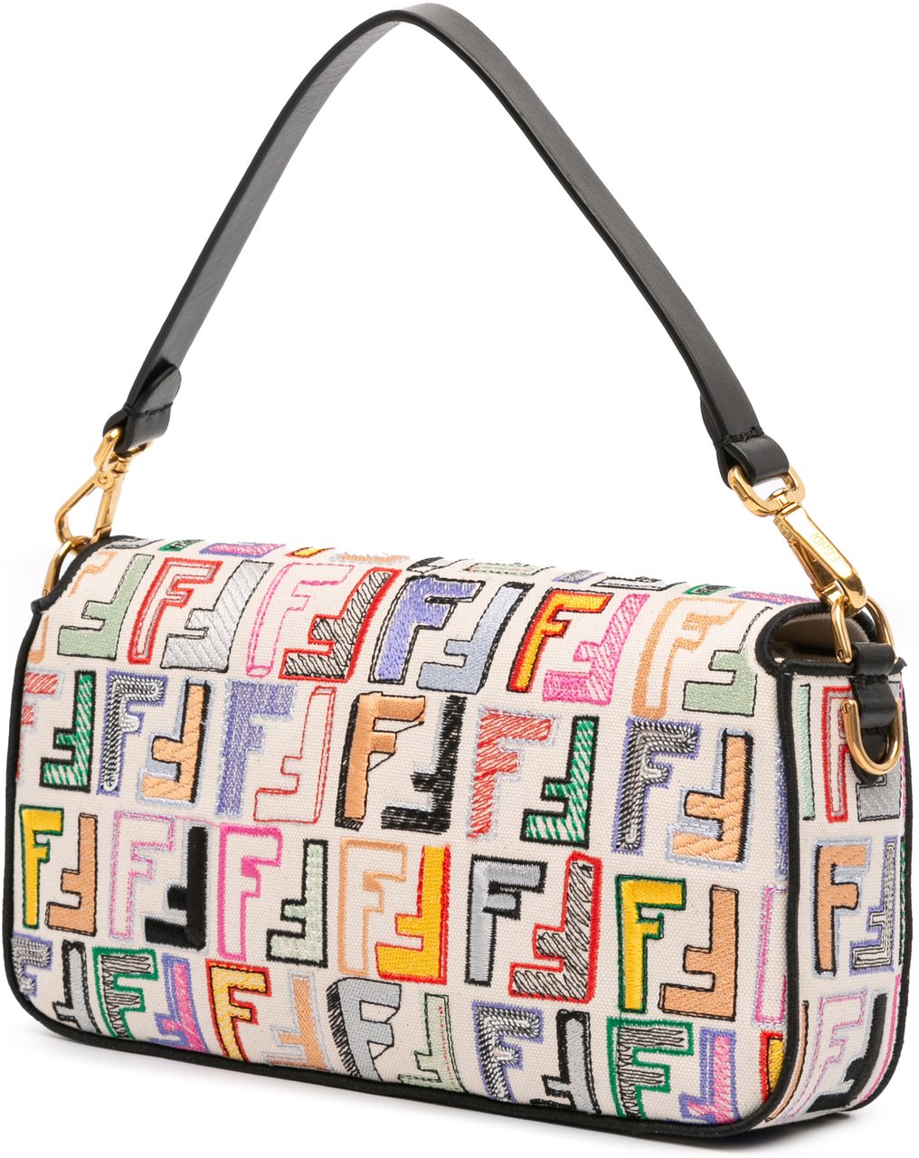 Fendi Chinese Valentines Day Zucca Embroidered Canvas Baguette Satchel Bruin
