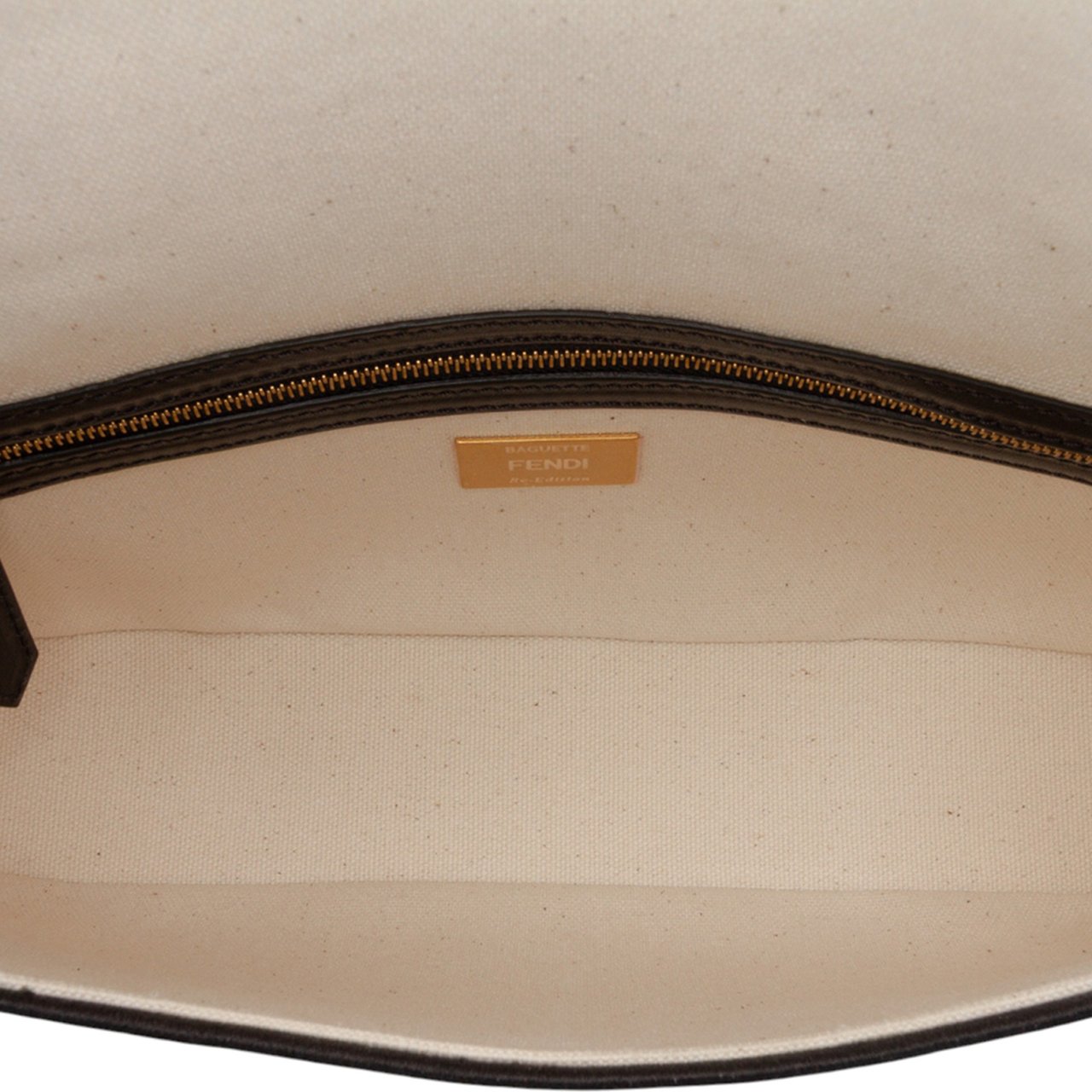 Fendi Chinese Valentines Day Zucca Embroidered Canvas Baguette Satchel Bruin