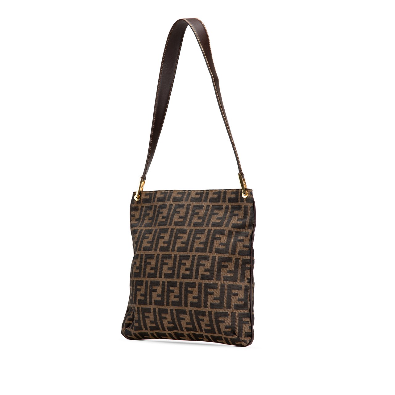 Fendi Zucca Canvas Shoulder Bag Bruin