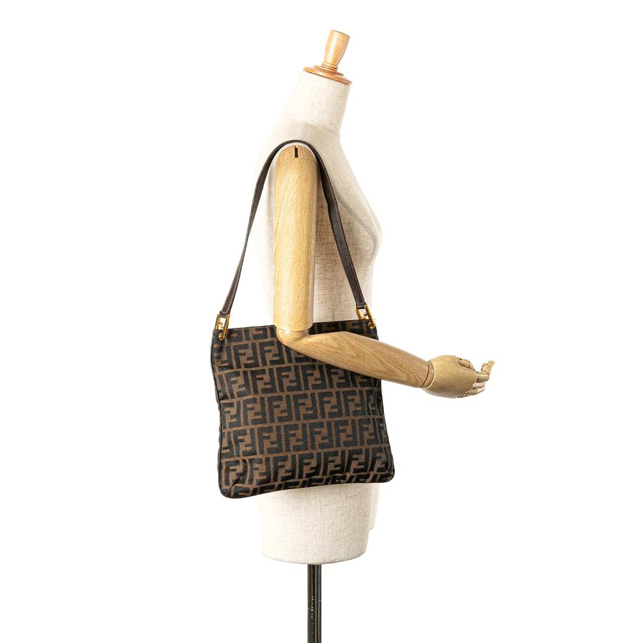 Fendi Zucca Canvas Shoulder Bag Bruin