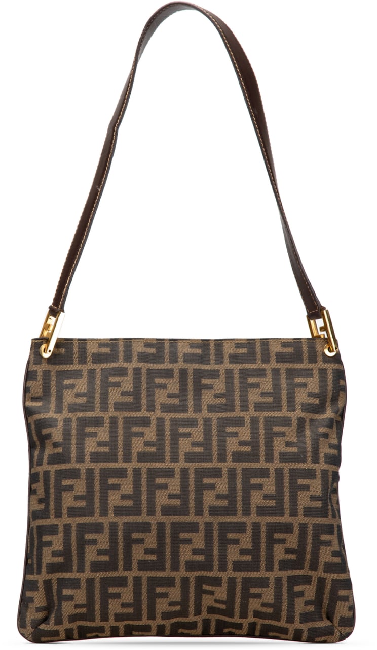 Fendi Zucca Canvas Shoulder Bag Bruin