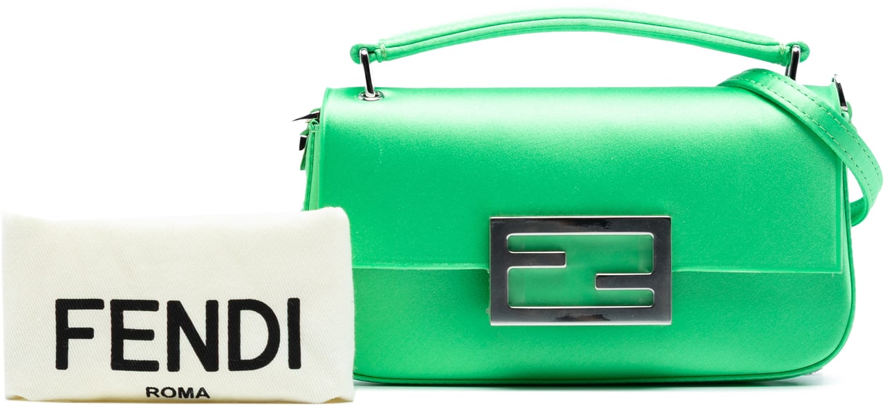 Fendi Silk Baguette Phone Pouch Satchel Groen