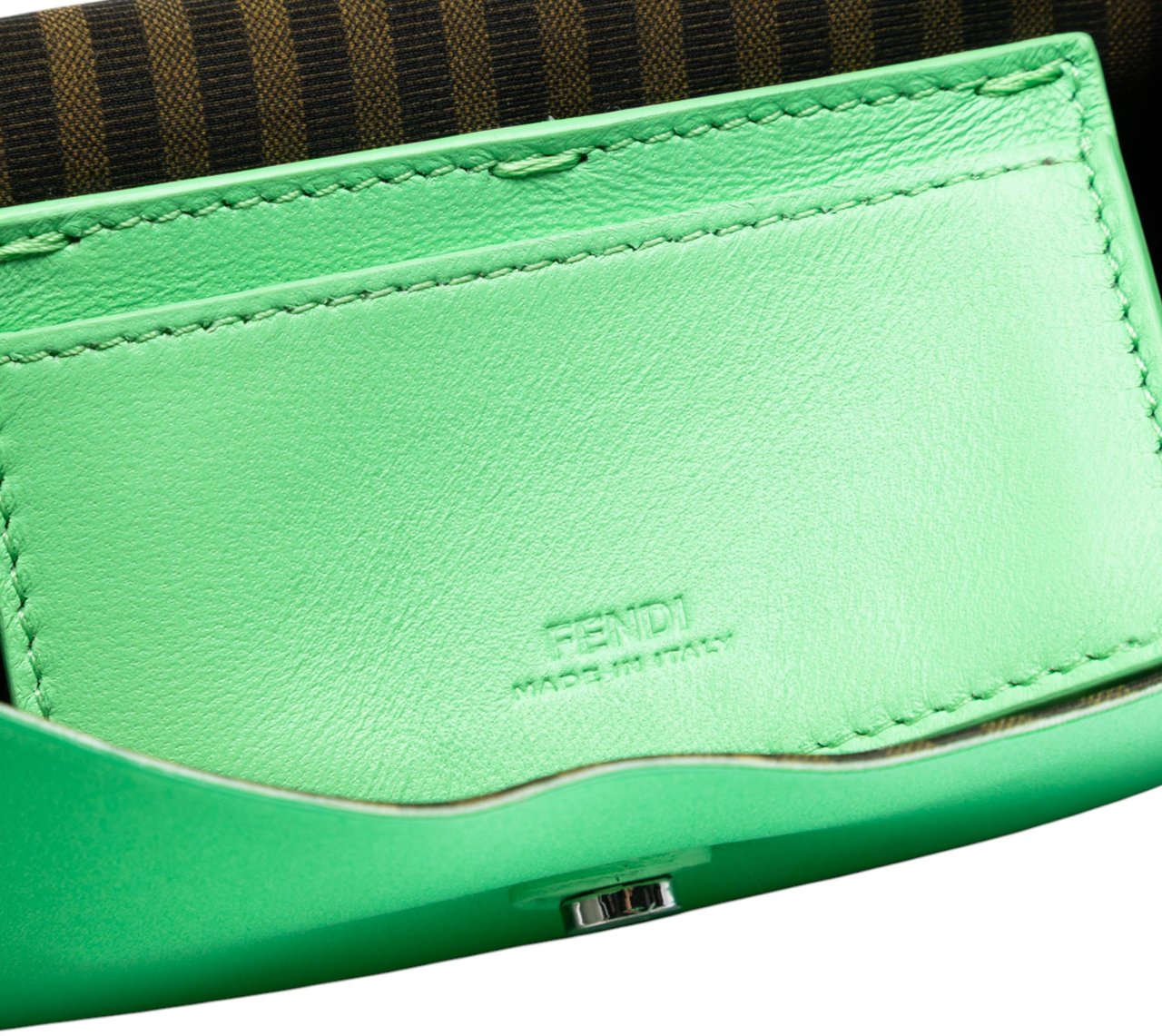 Fendi Silk Baguette Phone Pouch Satchel Groen