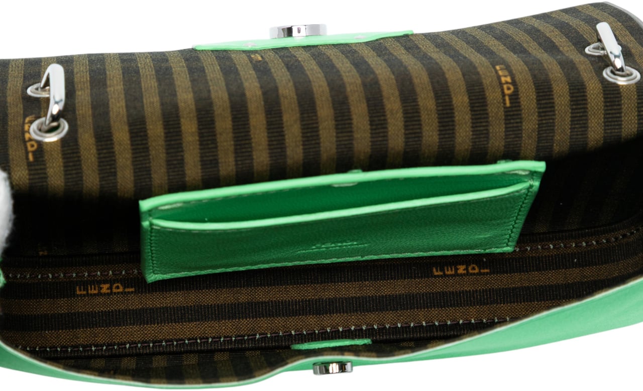 Fendi Silk Baguette Phone Pouch Satchel Groen