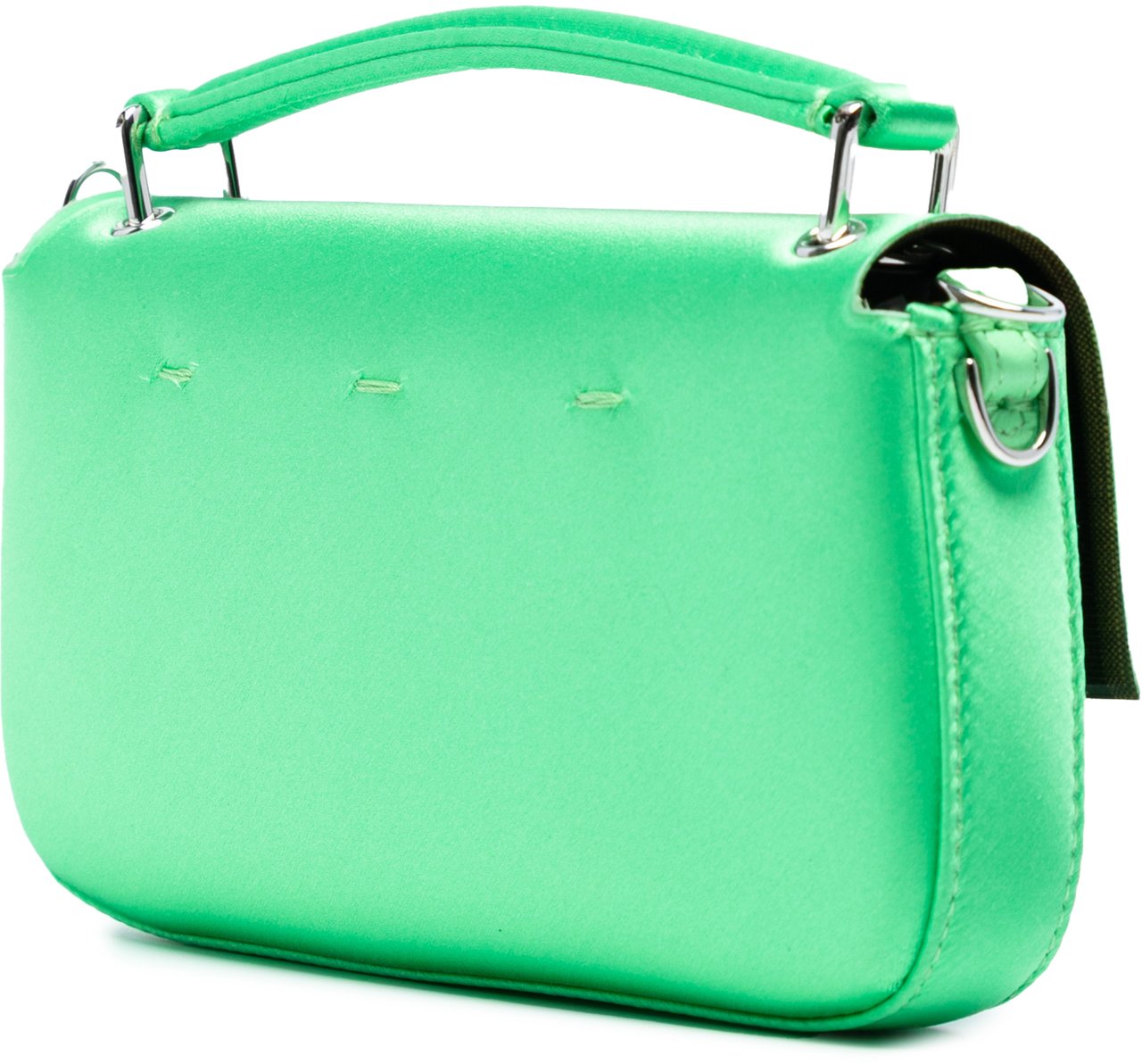 Fendi Silk Baguette Phone Pouch Satchel Groen