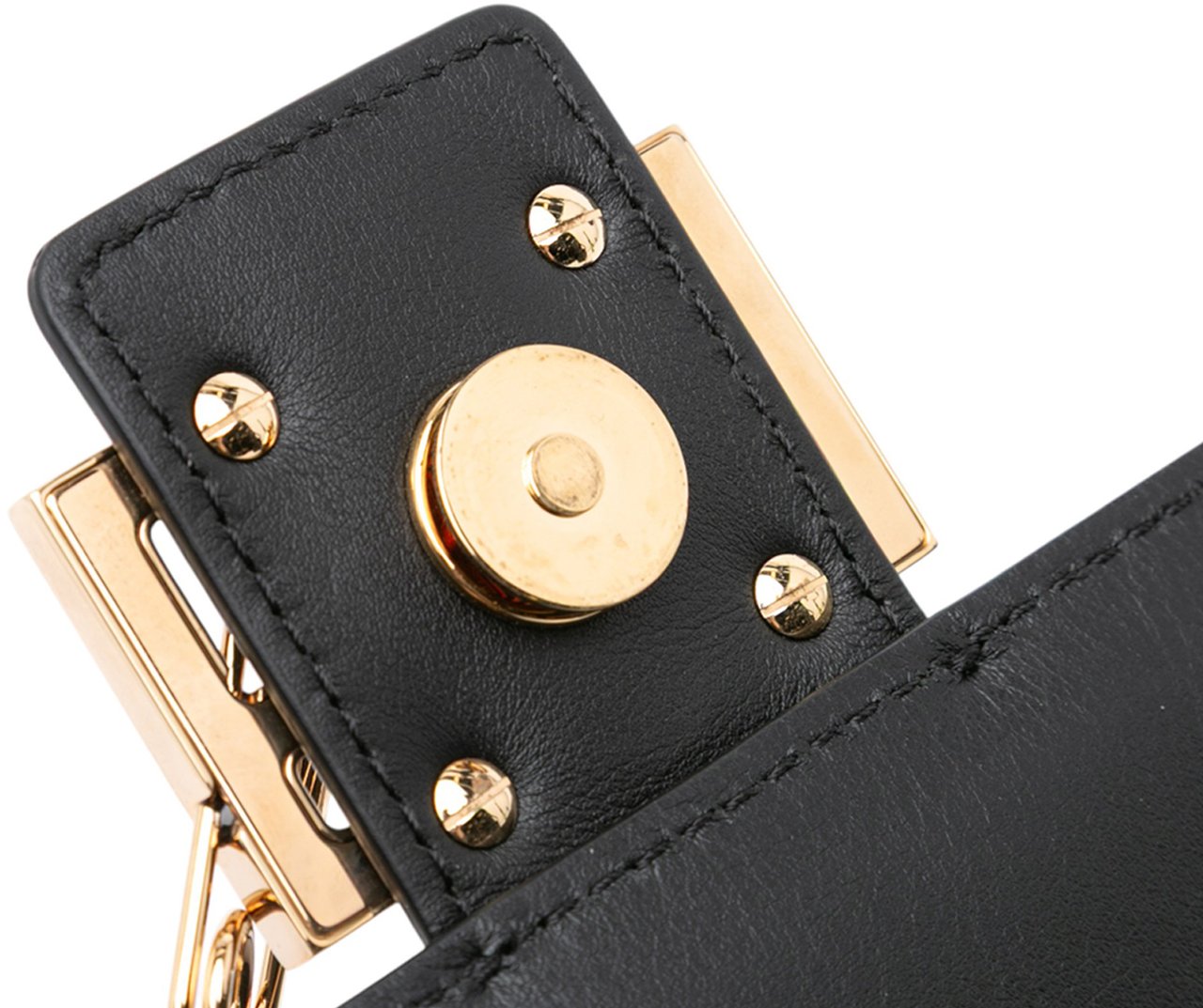 Fendi Versace Vitello Seta Fendace Brooch Baguette Satchel Zwart