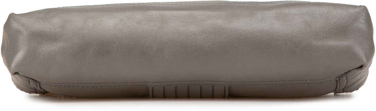 Fendi Glazed Leather Chain Flap Baguette Crossbody Grijs