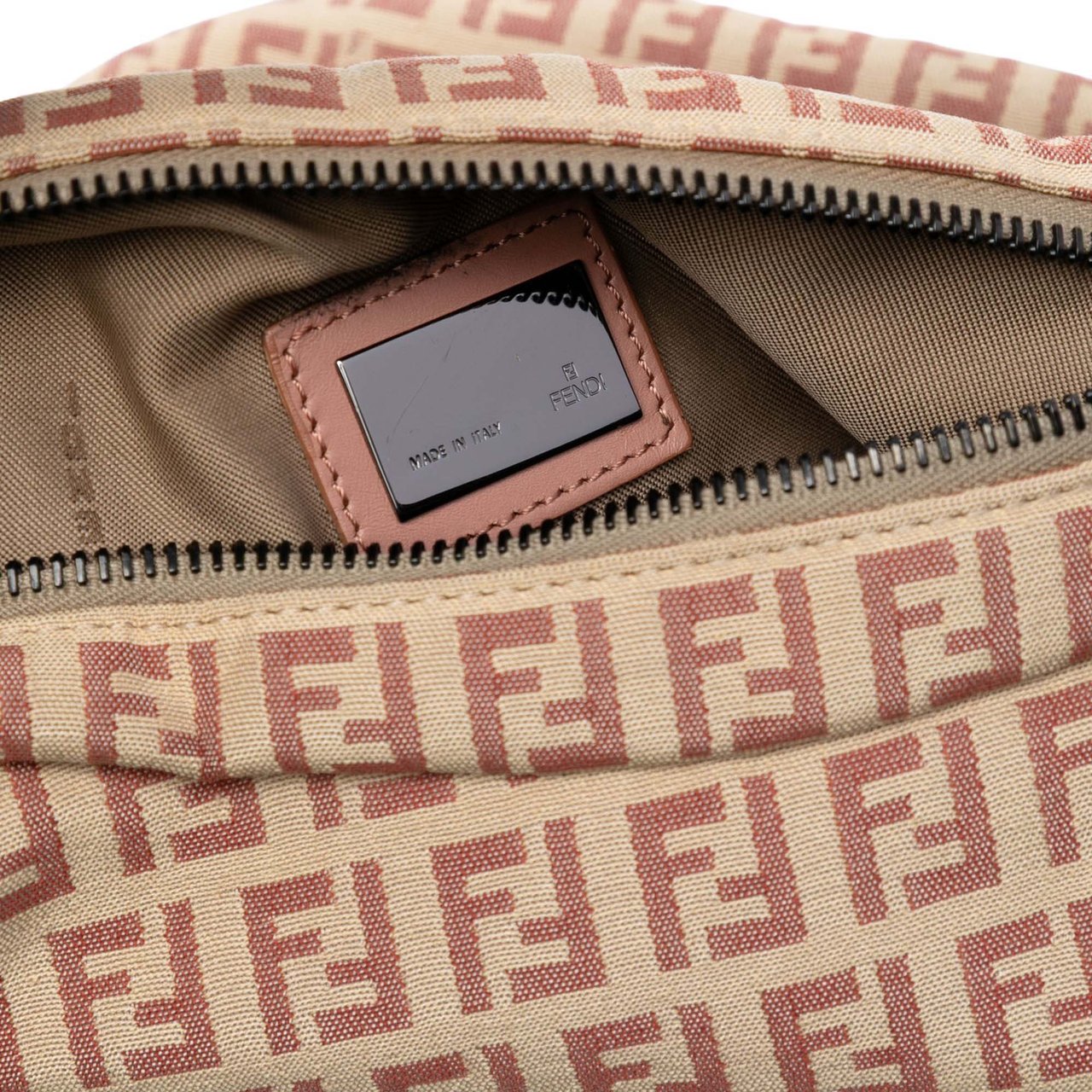 Fendi Zucchino Canvas Oyster Hobo Bruin