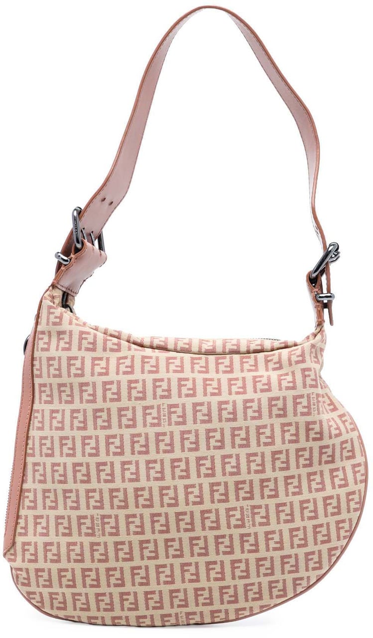 Fendi Zucchino Canvas Oyster Hobo Bruin