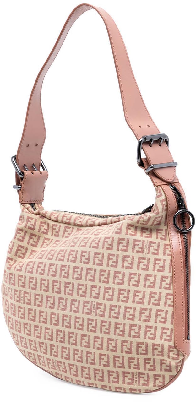 Fendi Zucchino Canvas Oyster Hobo Bruin