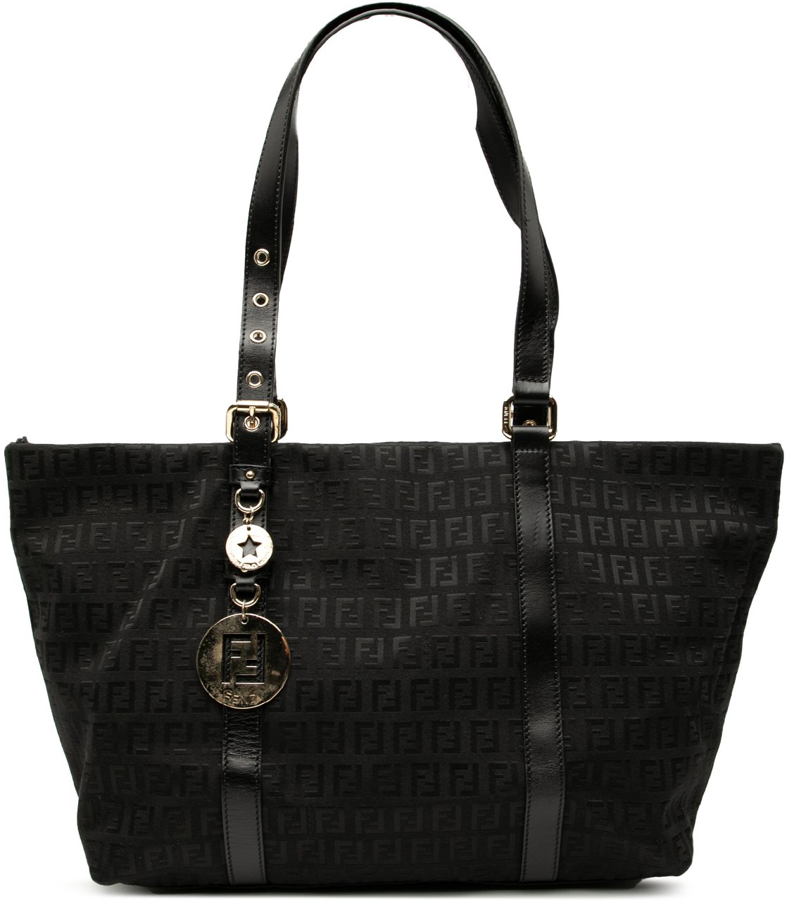 Fendi Zucchino Canvas Superstar Tote Zwart