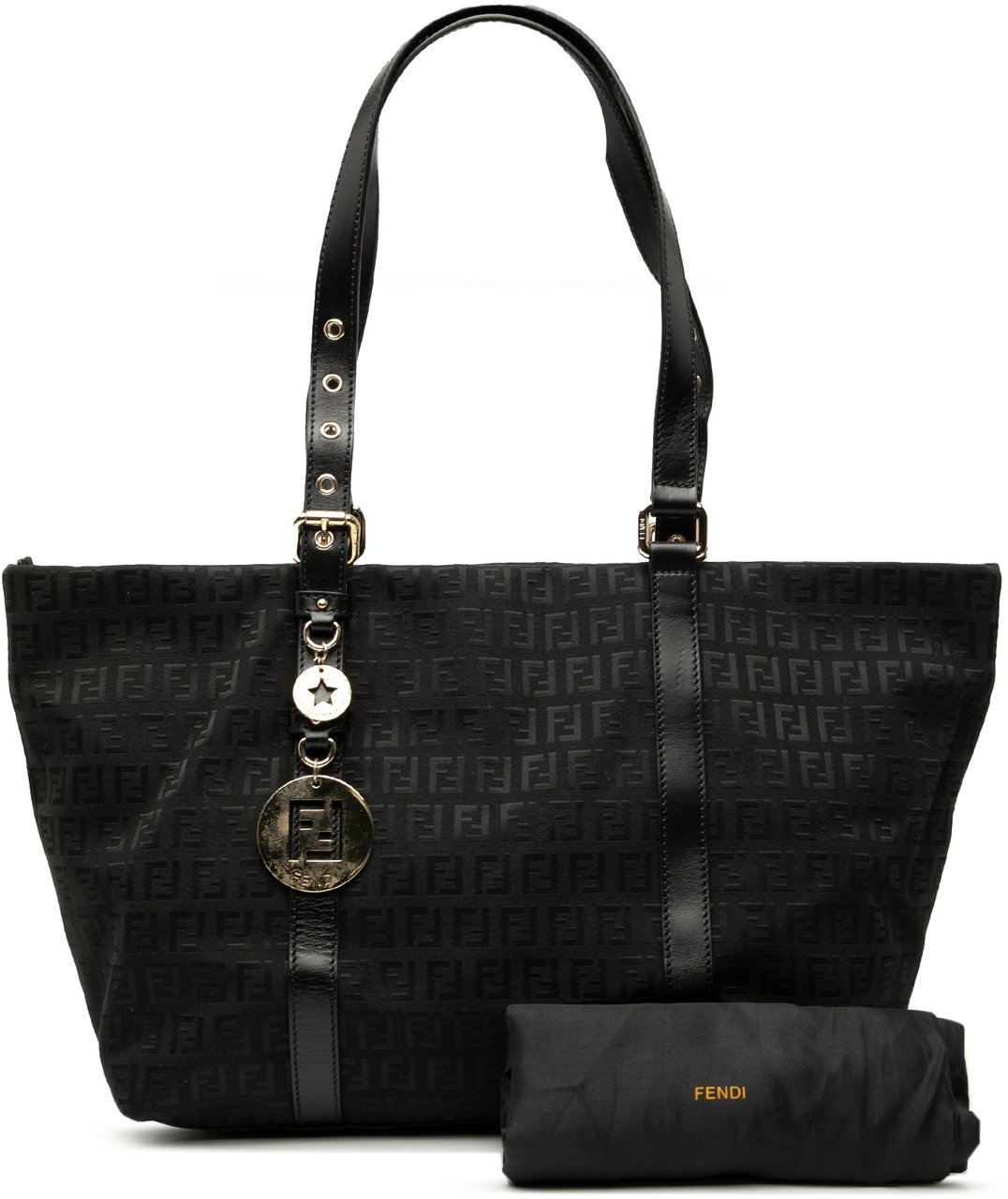 Fendi Zucchino Canvas Superstar Tote Zwart