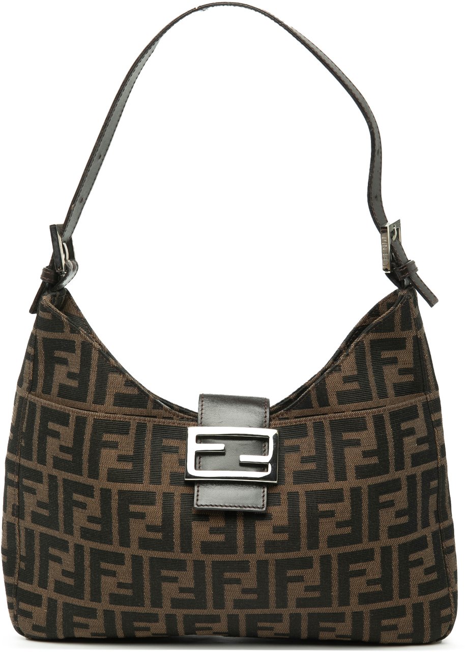 Fendi Zucca Canvas Shoulder Bag Bruin