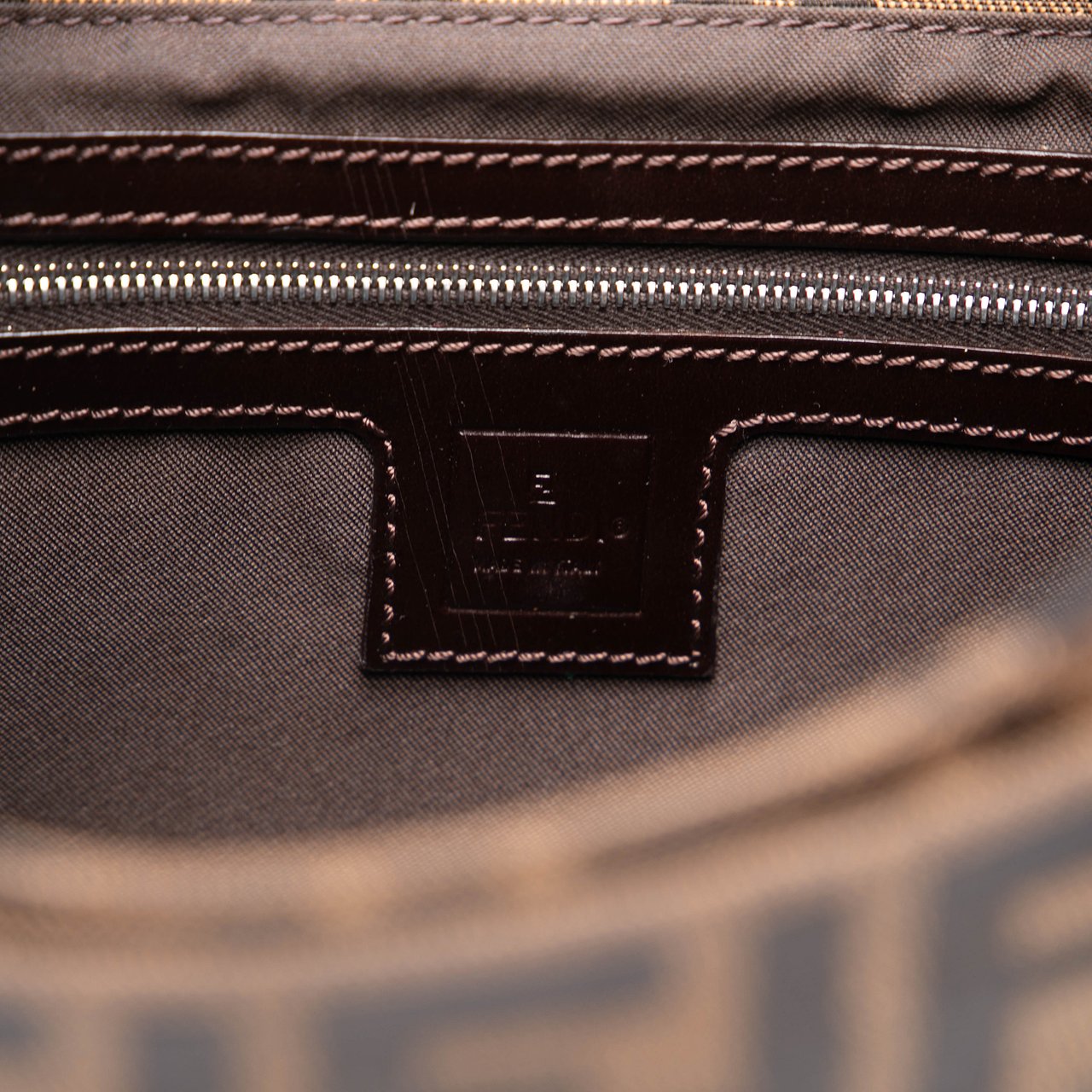 Fendi Zucca Canvas Shoulder Bag Bruin
