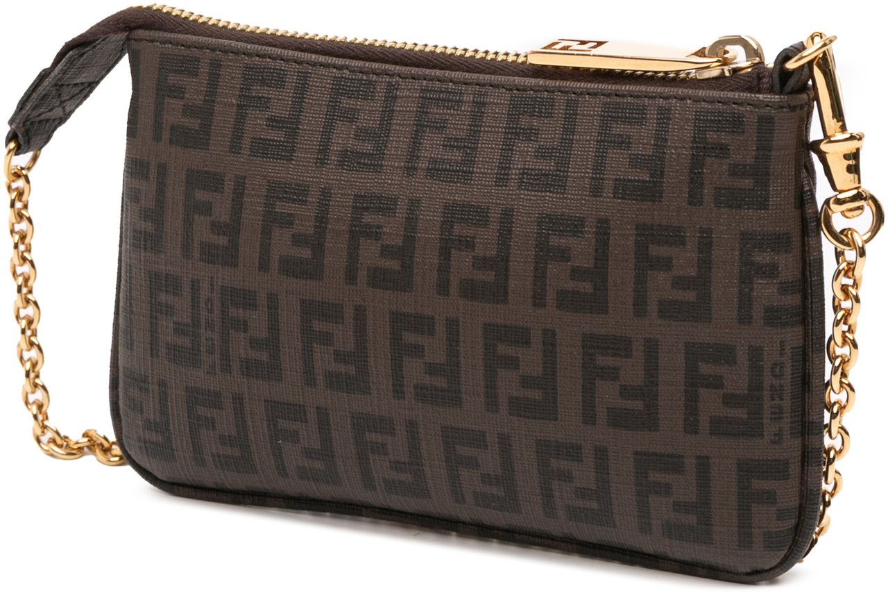 Fendi Zucchino Spalmati Chain Pochette Bruin