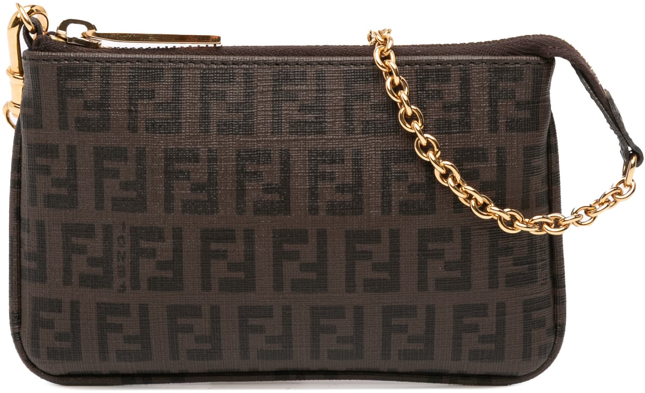 Fendi Zucchino Spalmati Chain Pochette Bruin