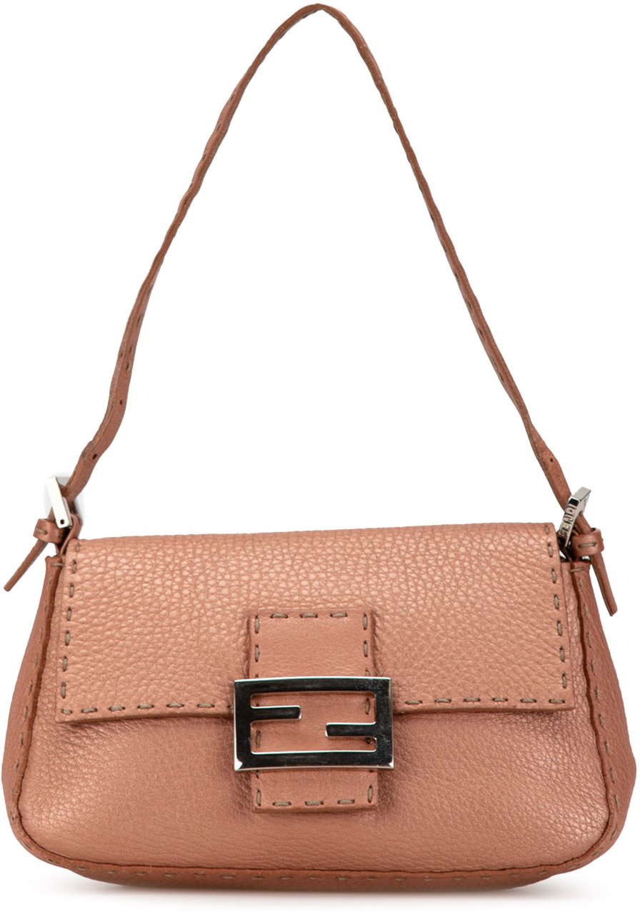 Fendi Leather Selleria Baguette Roze