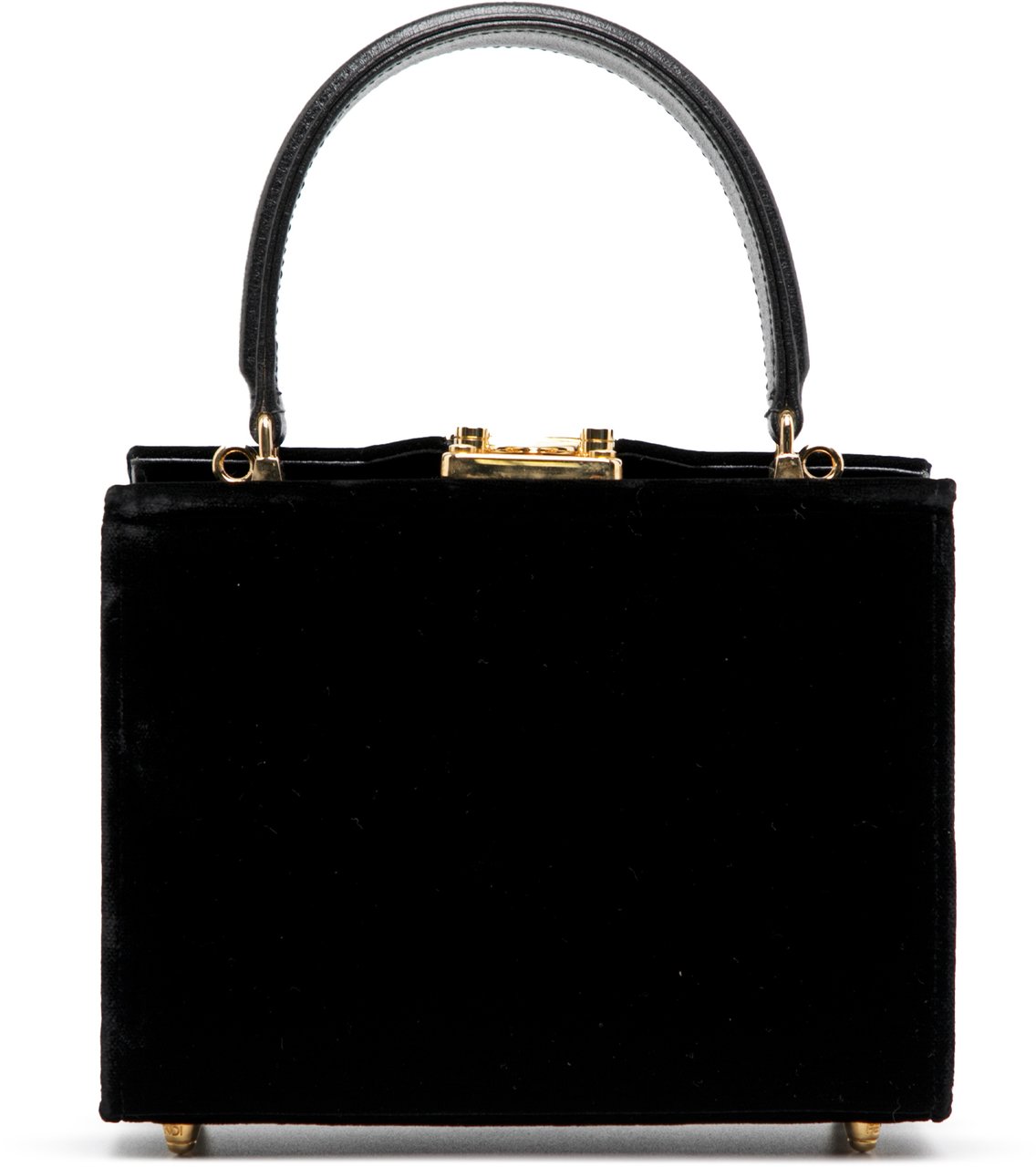 Fendi Velvet Push Lock Box Satchel Zwart