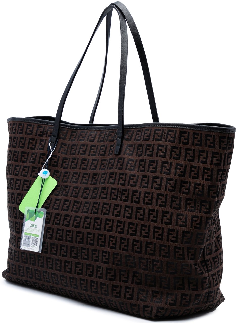 Fendi Medium Zucchino Canvas Roll Tote Bruin