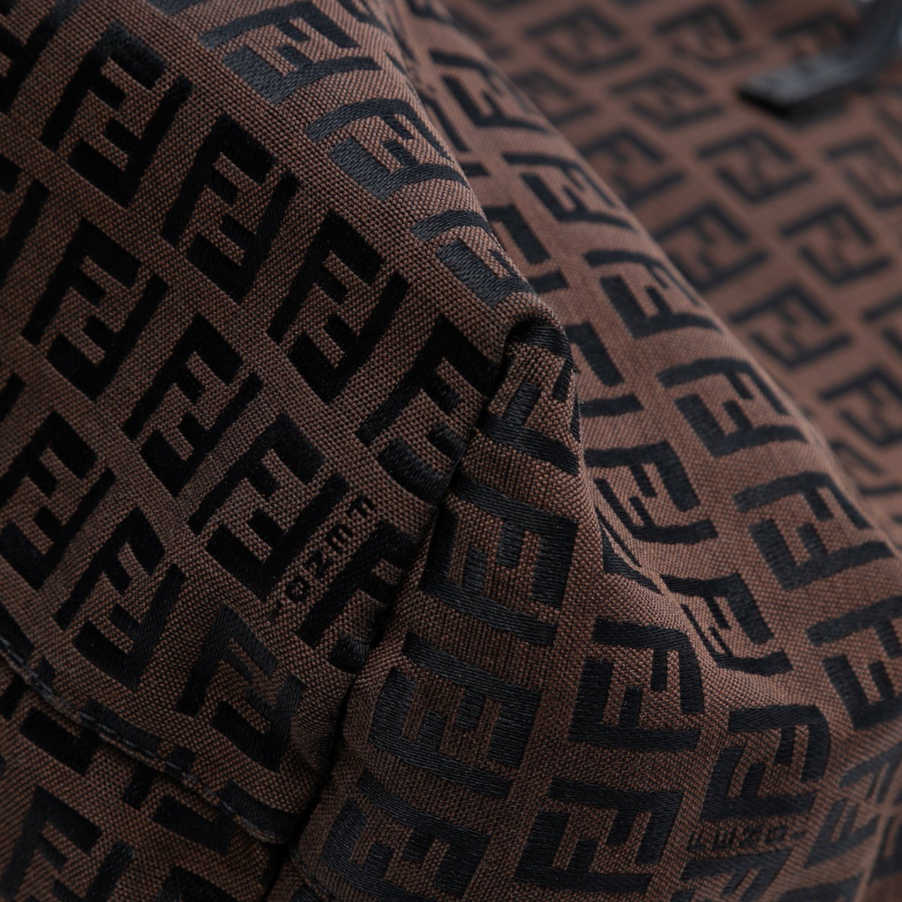 Fendi Medium Zucchino Canvas Roll Tote Bruin