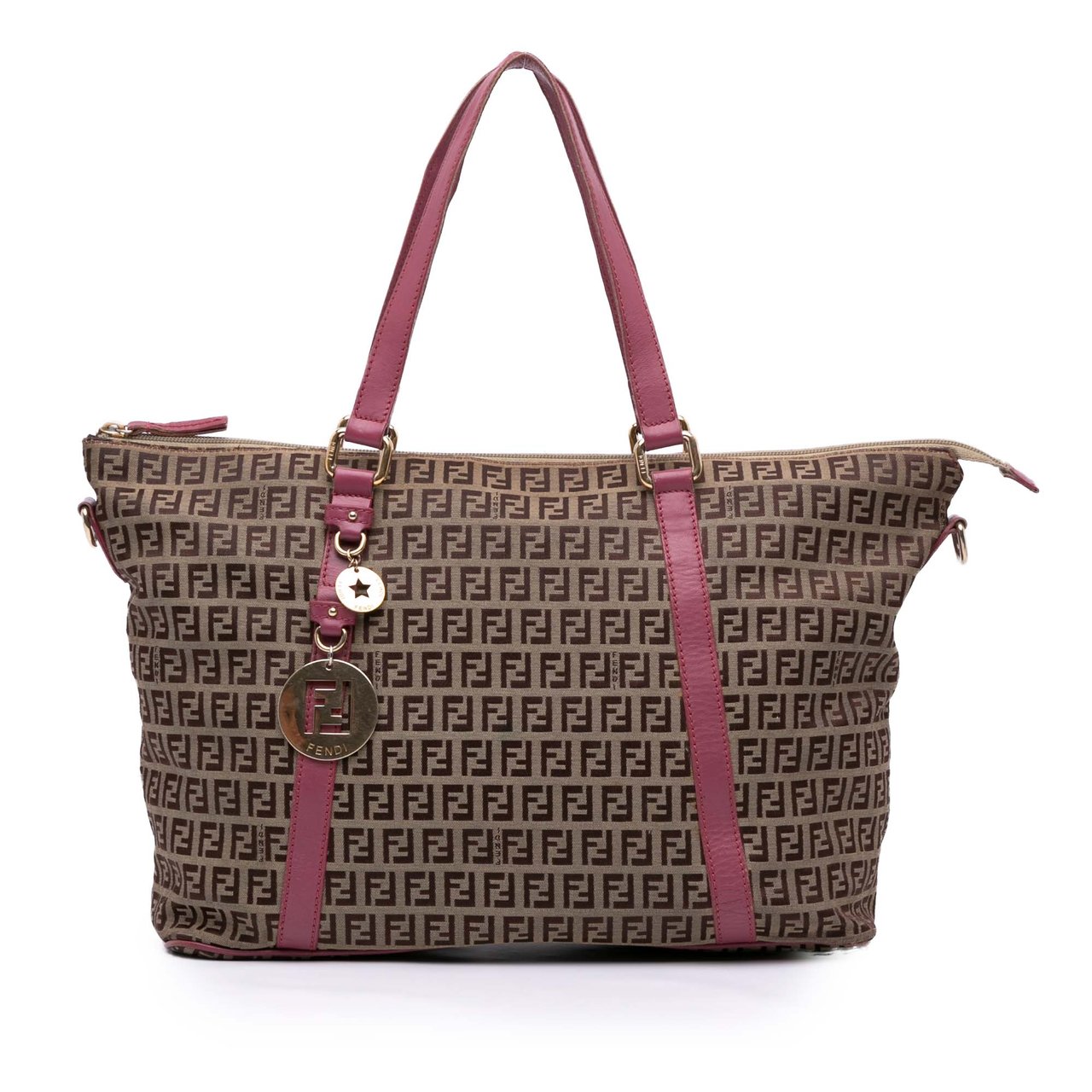 Fendi Zucchino Canvas Superstar Tote Bruin