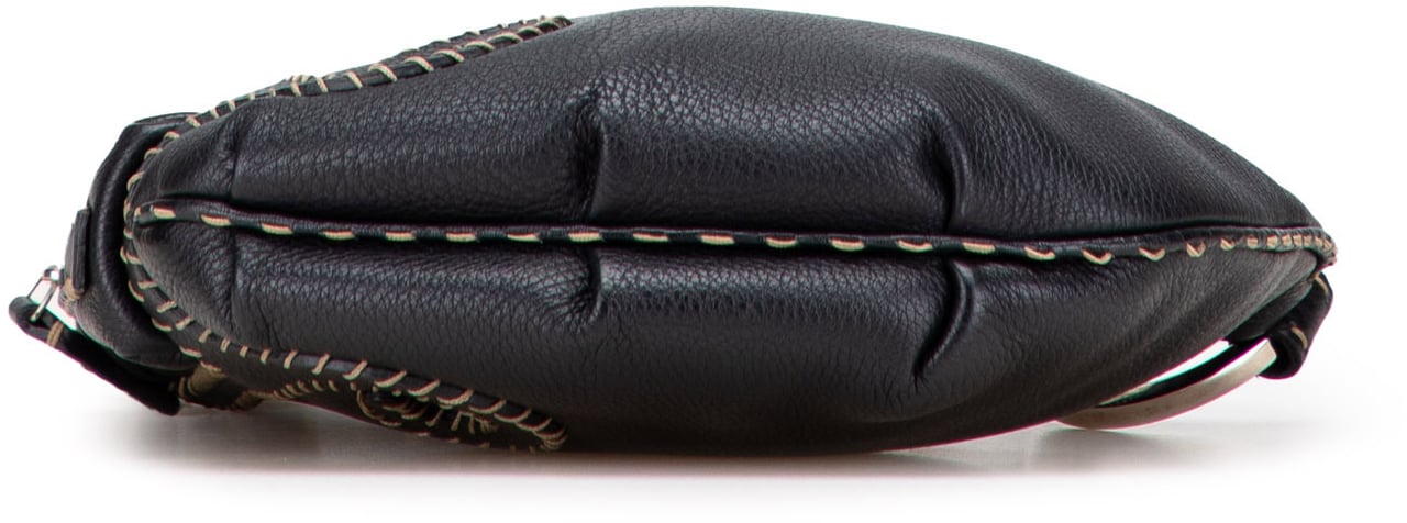 Fendi Leather Selleria Oyster Hobo Zwart
