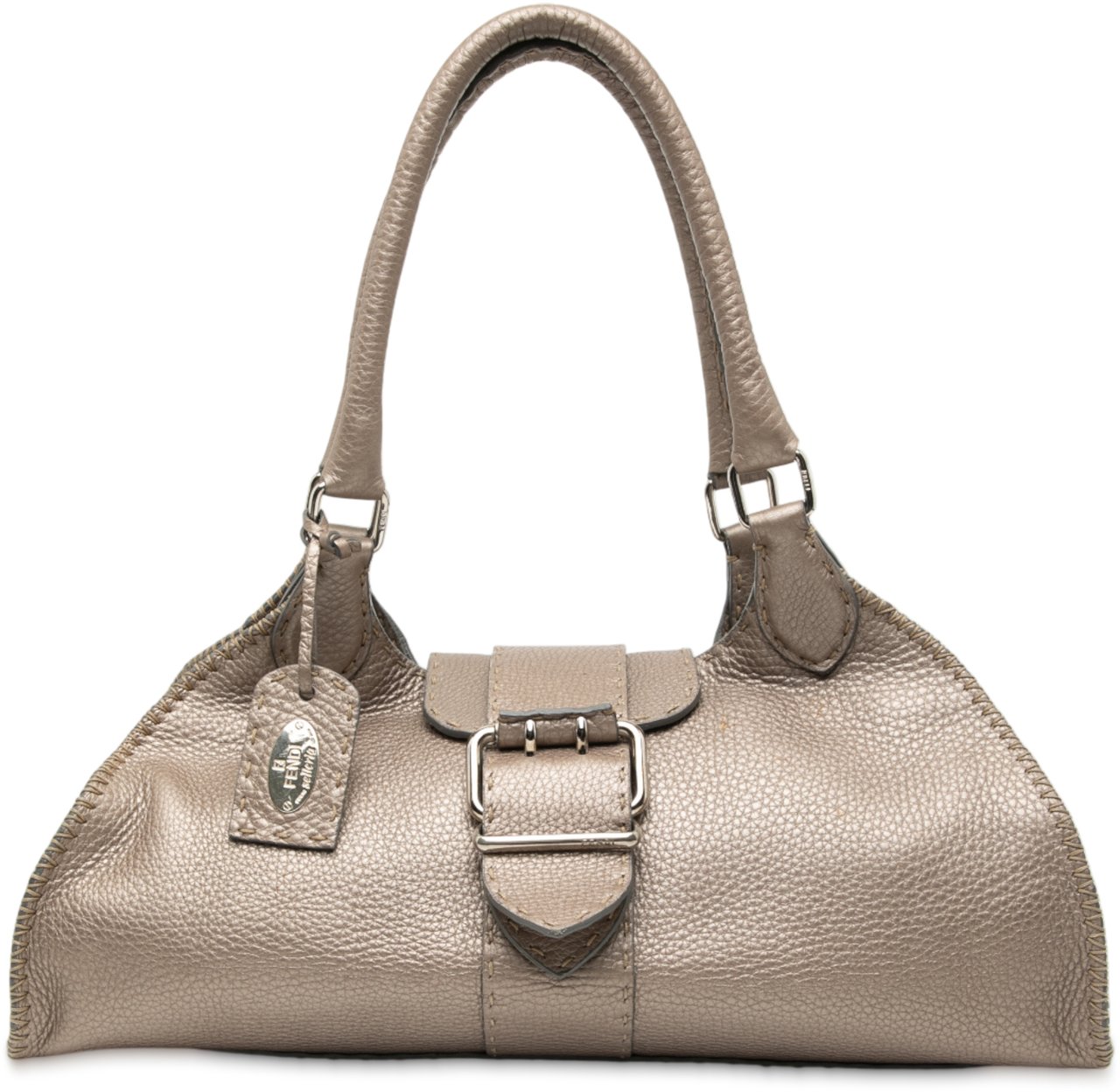Fendi Leather Selleria Sporty Shoulder Bag Bruin