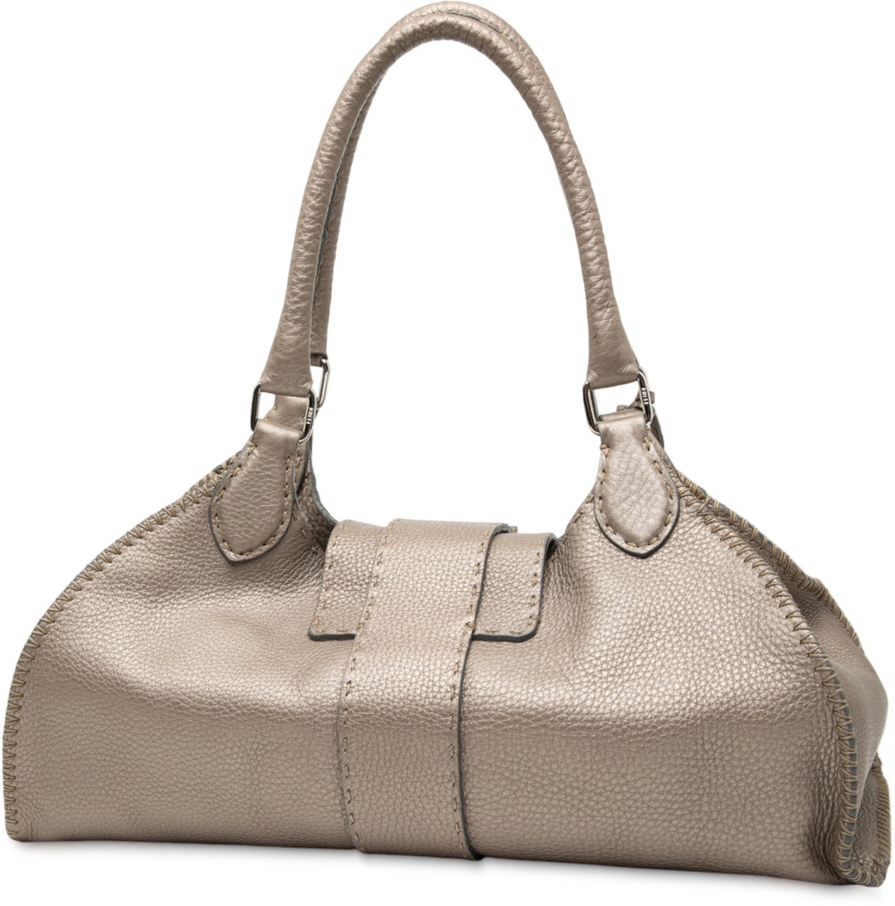 Fendi Leather Selleria Sporty Shoulder Bag Bruin