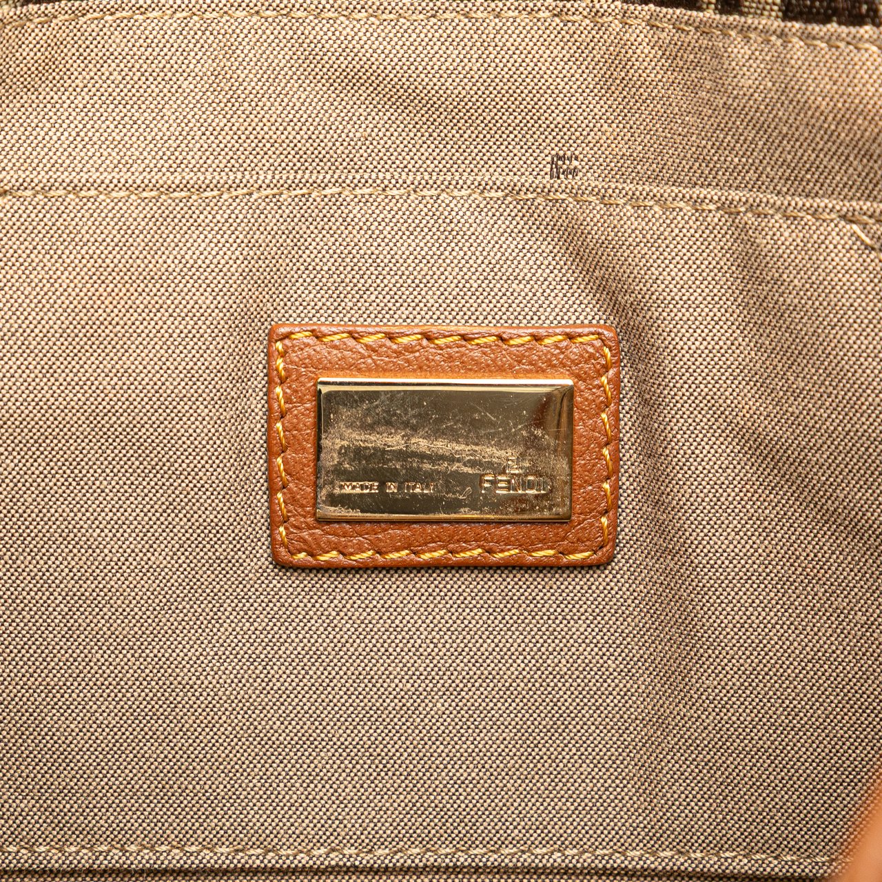 Fendi Zucchino Canvas Handbag Bruin
